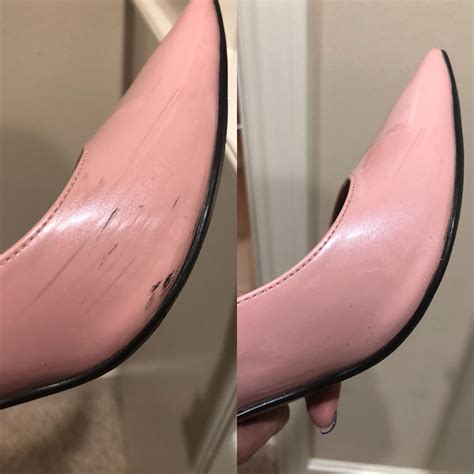 removing black mark fake patent shoes
